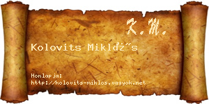 Kolovits Miklós névjegykártya